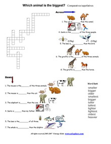 Crossword on Superlatives Using This Fantastic Crossword Puzzle With Animals Words