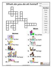 Crossword on Esl  English Vocabulary  Printable Worksheets  Daily Routines