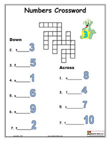Crossword Puzzles on Esl  English Vocabulary  Printable Worksheets On Dates And Numbers