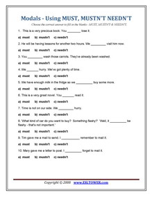 Modal Verbs Printable Modals Exercises And Worksheets