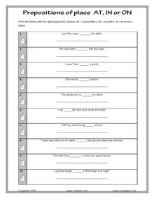prepositions worksheets for esl