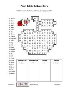 food and drinks english vocabulary printable worksheets