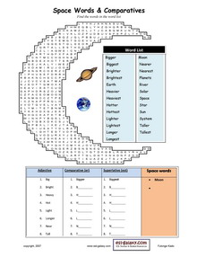 esl english vocabulary printable worksheets space the planets and solar system